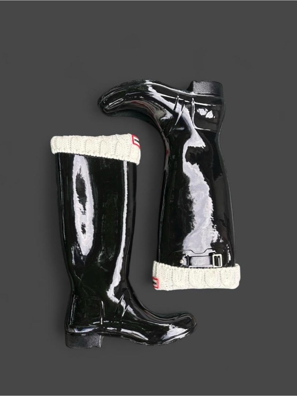 Hunter Original Tall Gloss Black Rain Boots - Size 9